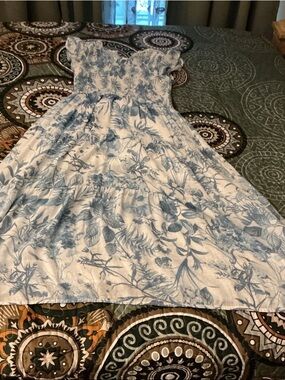 Blue and White Floral Maxi Dress